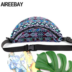 Bohemian Style Waist Pack Vintage Printed Travel Phone Pouch