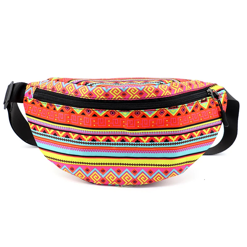 African Printing Women Fanny pack Hip Chest Bag Large Capacity Waist Belt Bag