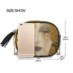 Gustav Klimt Oil Art Painting Leather Bag with Chain Handbag