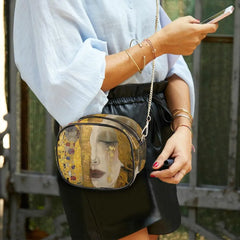 Gustav Klimt Oil Art Painting Leather Bag with Chain Handbag
