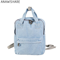 Denim Women Backpack School Bag Laptop Rucksack Travel Mochilas Femininas