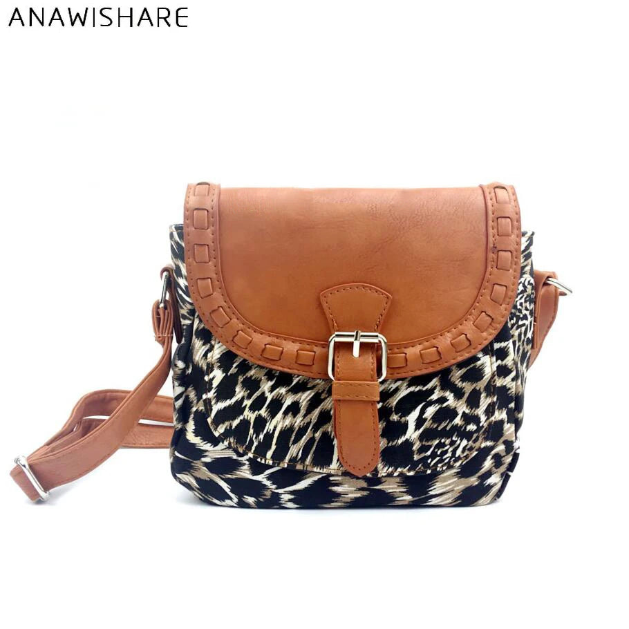 Leopard Print Canvas Crossbody Bag for Women