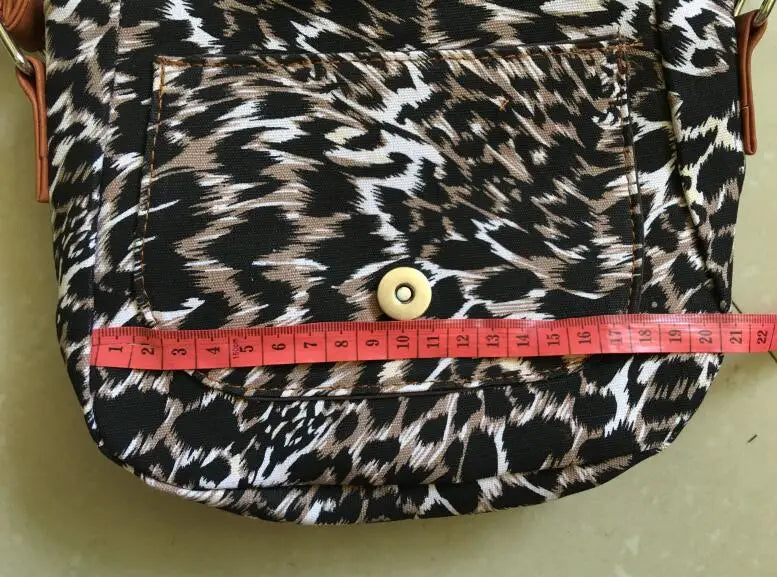 Leopard Print Canvas Crossbody Bag for Women
