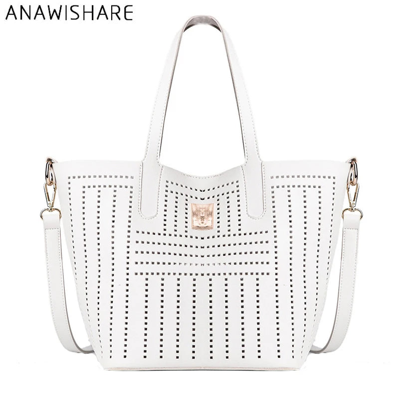 Women Leather Handbags Large Tote Hollow Out Crossbody Bags For Women