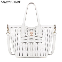Women Leather Handbags Large Tote Hollow Out Crossbody Bags For Women