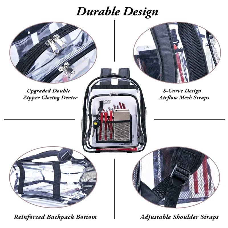 ASDS-Heavy Duty Clear Backpack,Security Transparent School Backpack