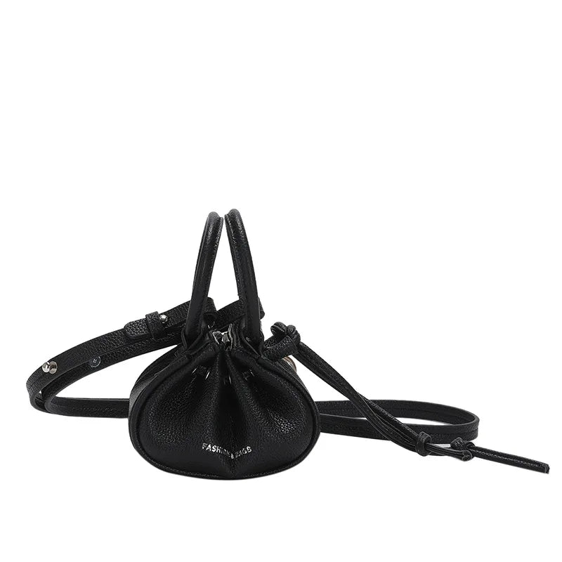 ASHINE Drawstring Mini Bag PU Sling Shoulder Lipstick Keys Earphone Purse