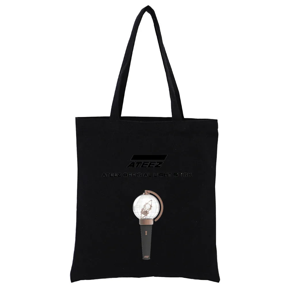 ATEEZ K-pop Canvas Tote Bag Harajuku Casual Eco Shopper Shoulder Bag
