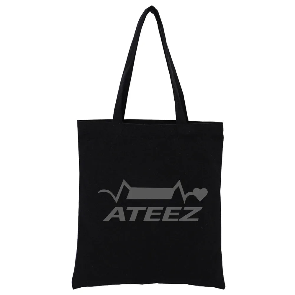 ATEEZ K-pop Canvas Tote Bag Harajuku Casual Eco Shopper Shoulder Bag