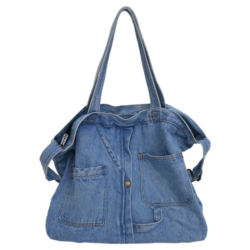 New Net Red Denim Shoulder Messenger Bag Casual Portable Shopping Bag