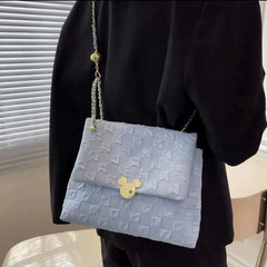 Aboutlee Embossed Flap Canvas Square Bag Lightweight Handbag