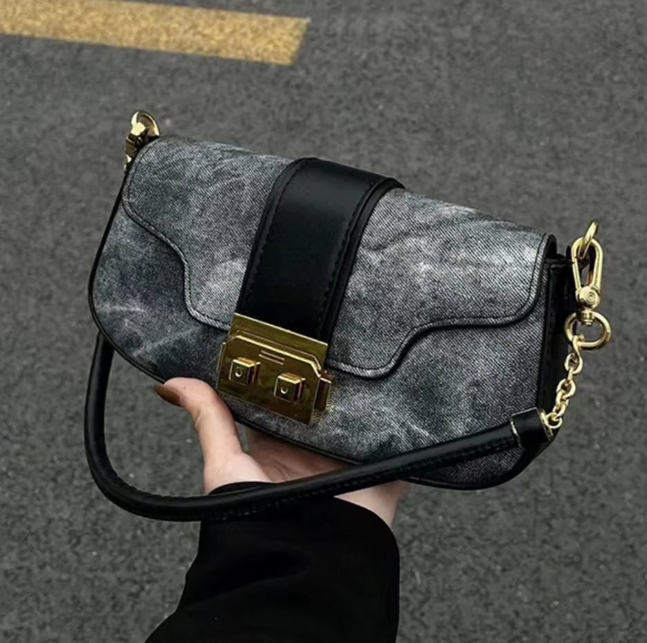 Aboutlee Denim Side Bag Niche Party Bags Leisure Women Vintage Tote Bag
