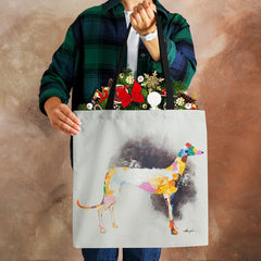 Abstract Art Canvas Shoulder Bag Vintage Women Dog Eco Reusable Large Capacity T