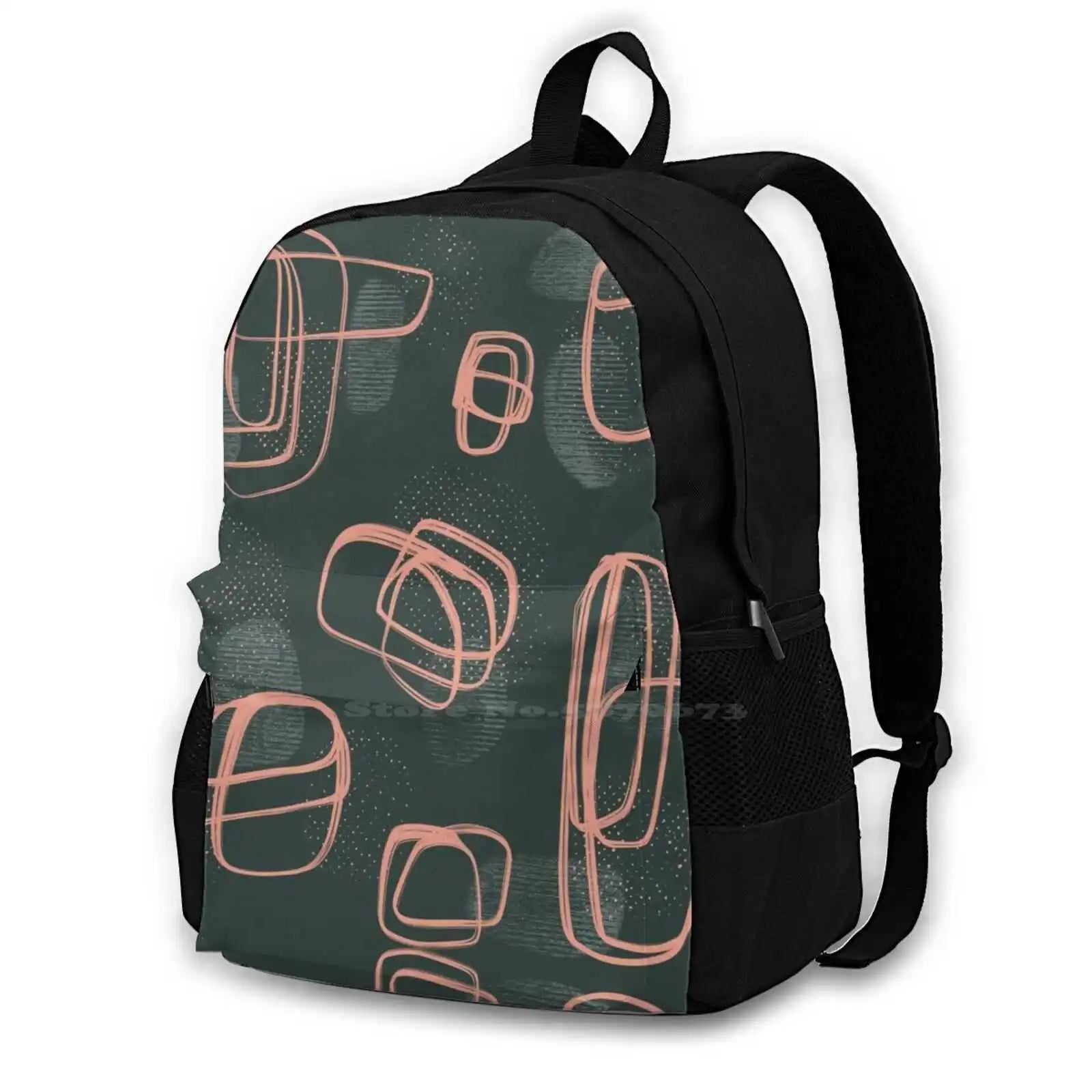 Peach & Teal Green Halftone Pattern 3D Print Backpack