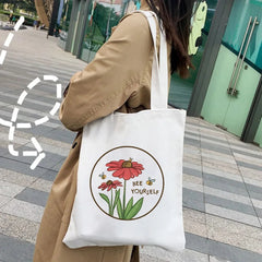 Meerkat Heart Pizza Beret Panda Rainbow Flower Women Canvas Shopper Shoulder Bag