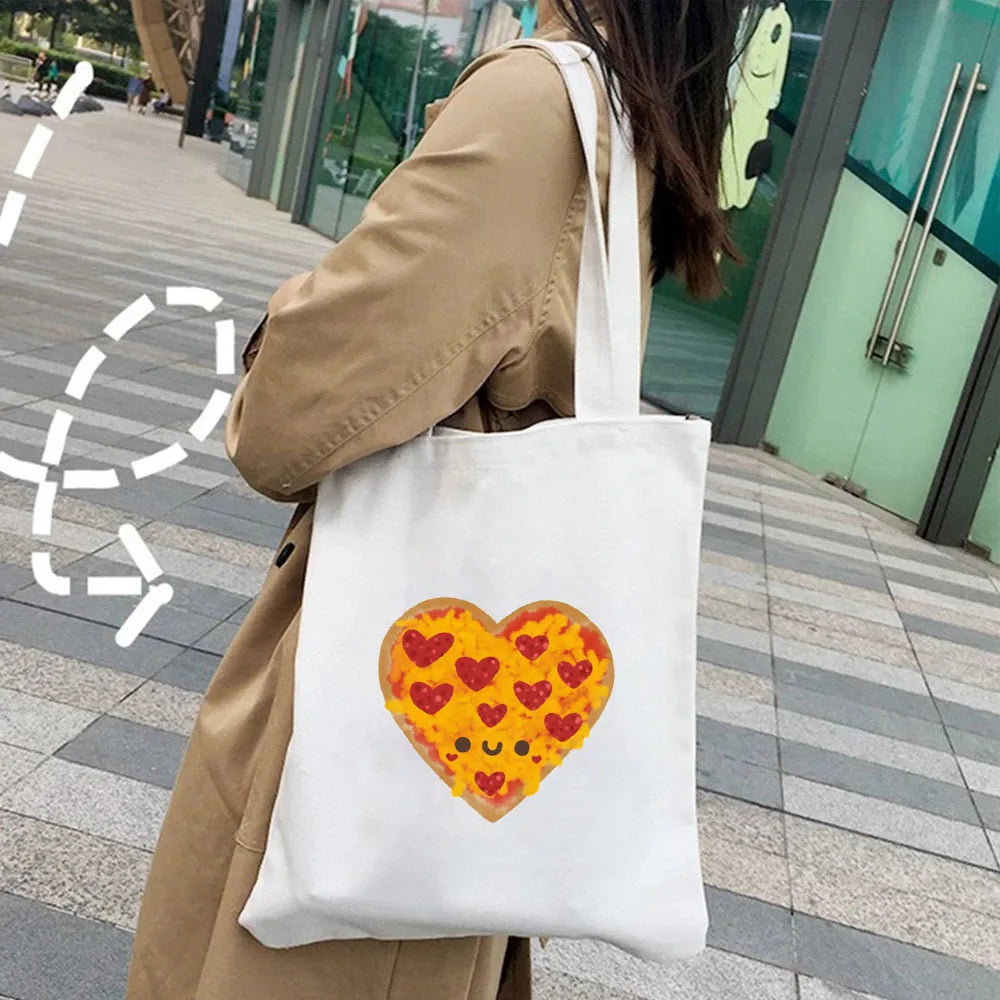 Meerkat Heart Pizza Beret Panda Rainbow Flower Women Canvas Shopper Shoulder Bag