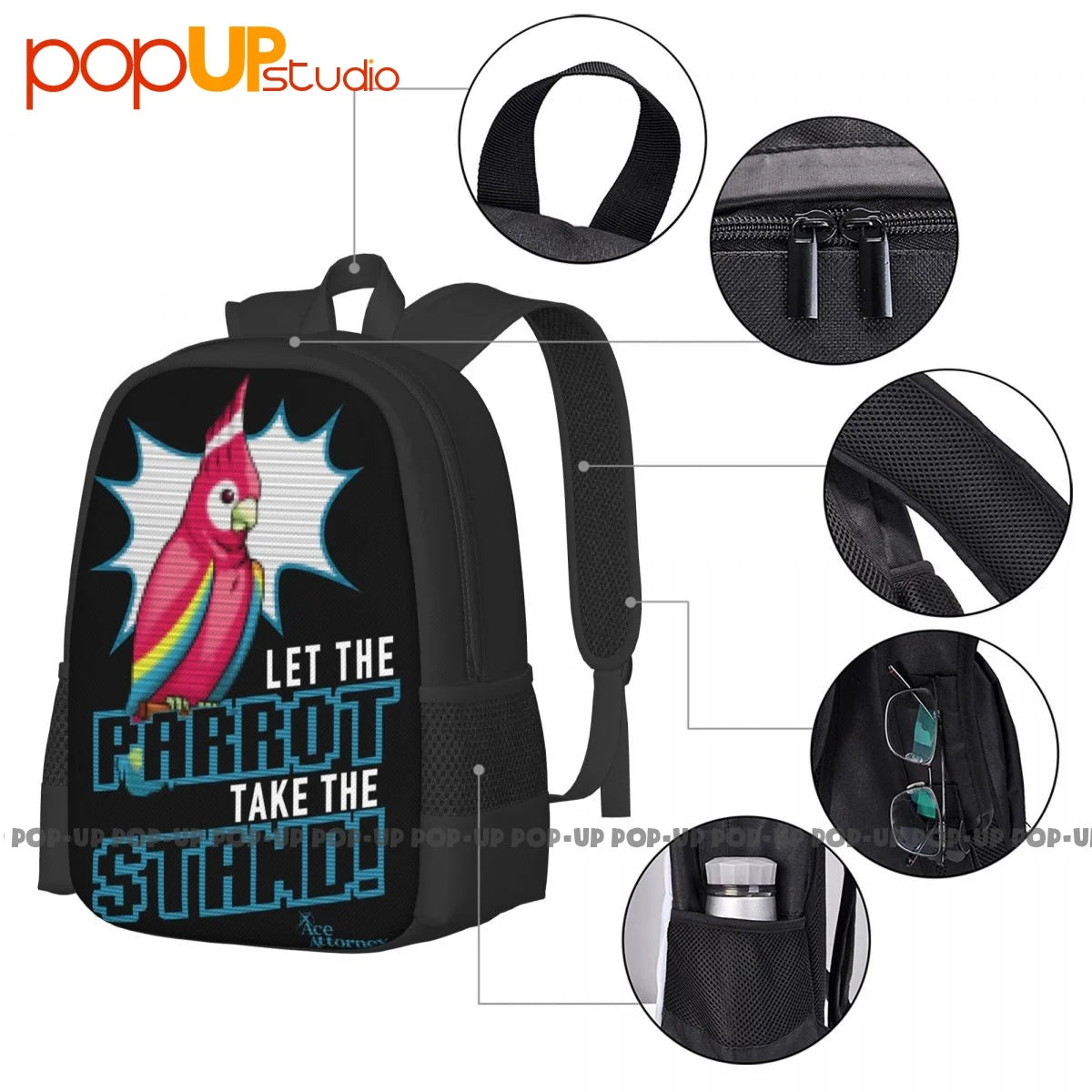 Ace Attorney Parrot Backpack School Softback Tote Bag