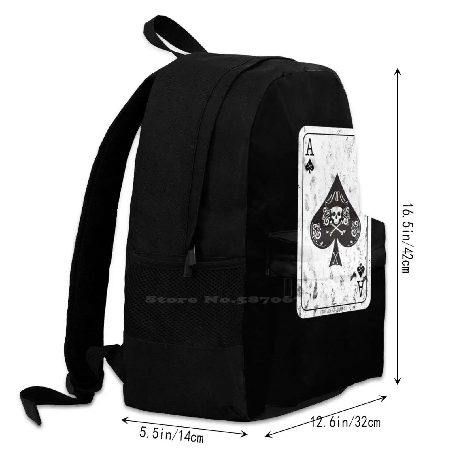 Ace Of Spades Distressed Teen College Student Backpack Laptop Travel Bags