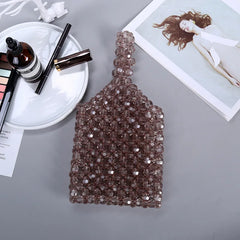 Acrylic Beading Top Handle Bag Pink Yellow Mini Crystal Beads Phone Bag