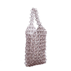 Acrylic Beading Top Handle Bag Pink Yellow Mini Crystal Beads Phone Bag