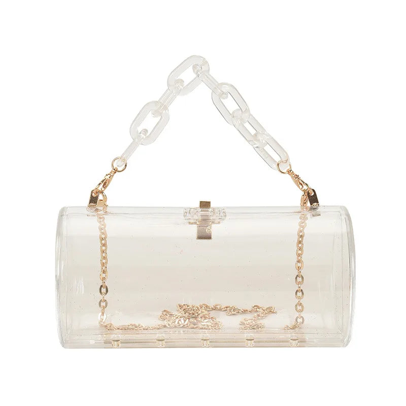 Clear PVC Acrylic Chain Jelly Bag Hexagon Crossbody Tote