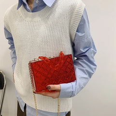 Acrylic Chain Transparent Box Jelly Handbags Clear PVC Mini Shoulder