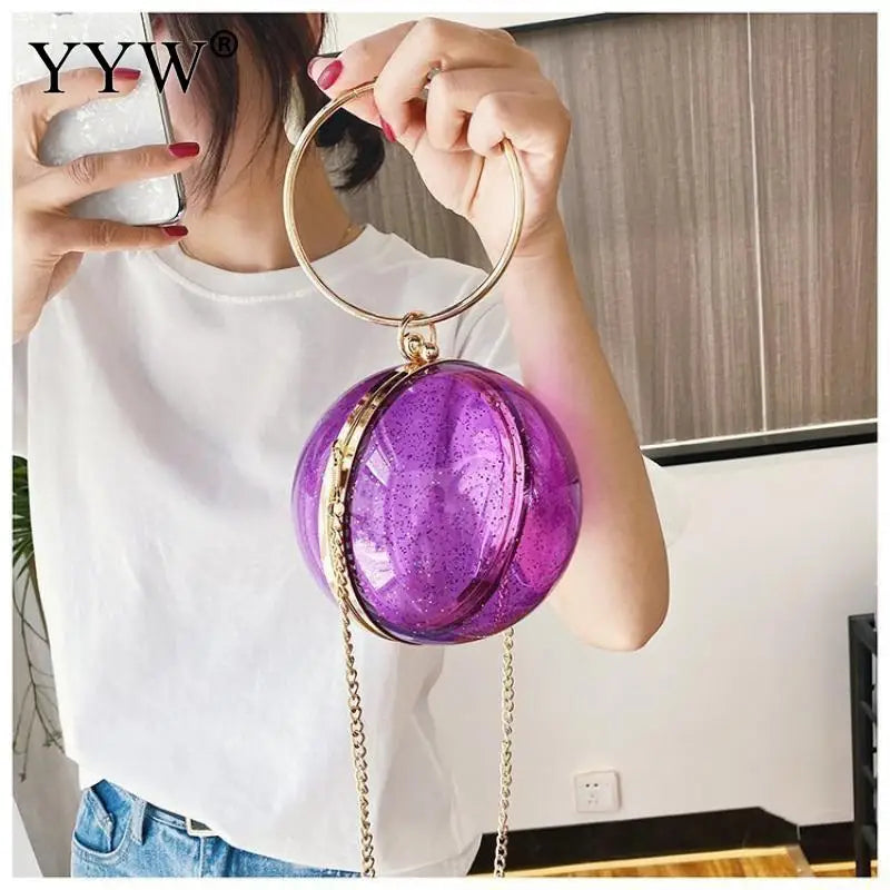 Clear Round Ball Shoulder Bag Mini Crossbody Clutch PVC Tote Handbag