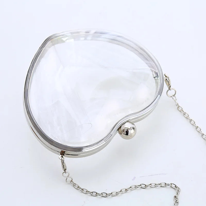 Clear Transparent Heart Shape Single Shoulder Bag