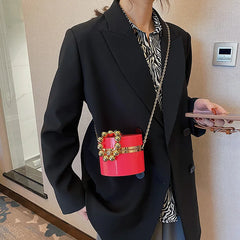 Golden Beaded Handles Evening Clutch Bag for Women