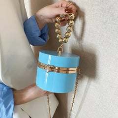 Golden Beaded Handles Evening Clutch Bag for Women