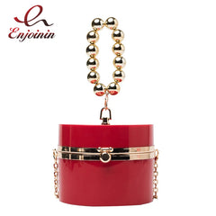 Golden Beaded Handles Evening Clutch Bag for Women
