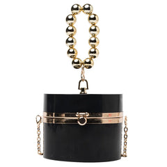 Golden Beaded Handles Evening Clutch Bag for Women
