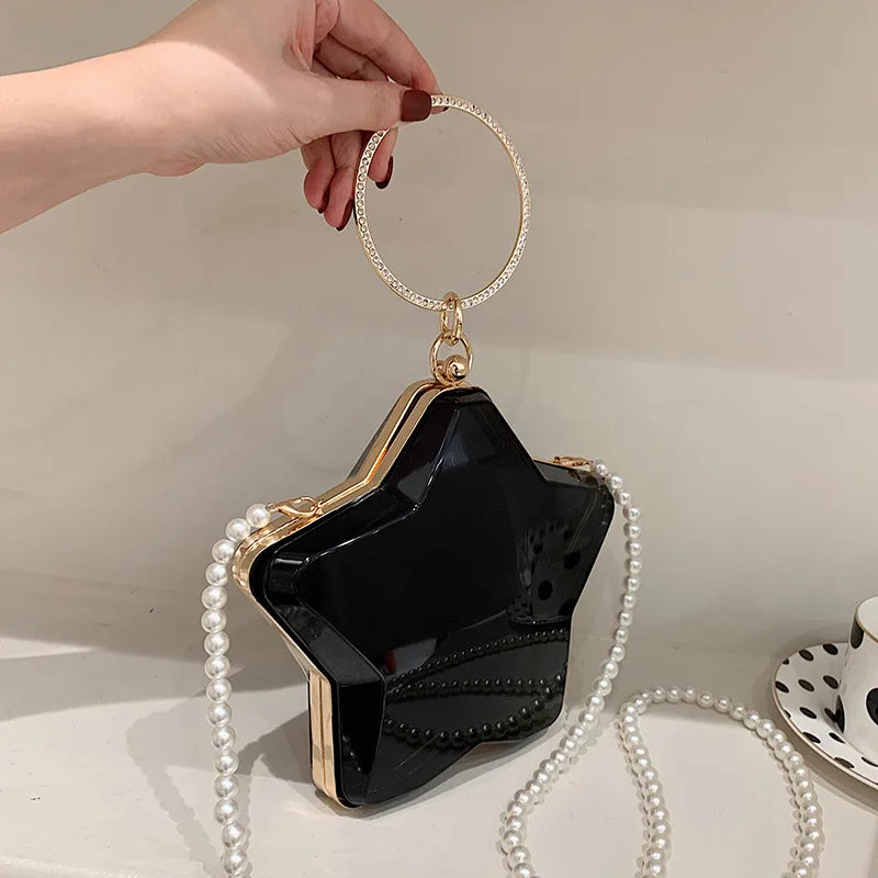 Acrylic Star Shape Diamond Party Clutch Wedding Bag