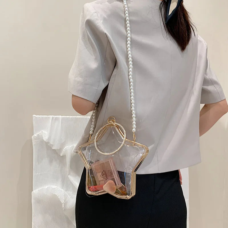 Acrylic Star Shape Diamond Party Clutch Wedding Bag