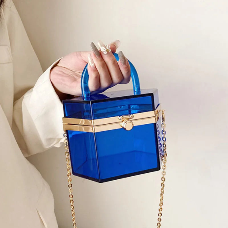 Acrylic Small Square Bag Transparent Chain Messenger Women's Bucket Bag