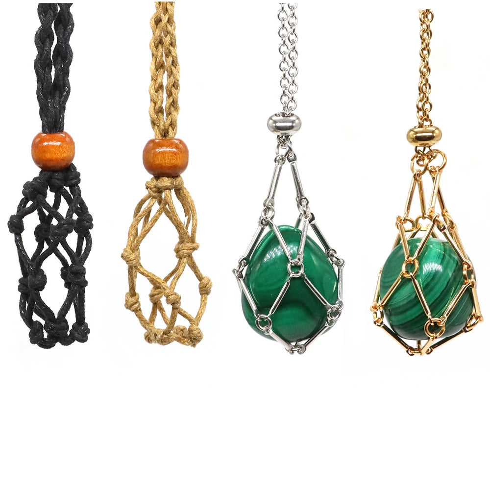 Adjustable Necklace Cord Empty Stone Holder Wax Rope Metal Chain DIY Natural