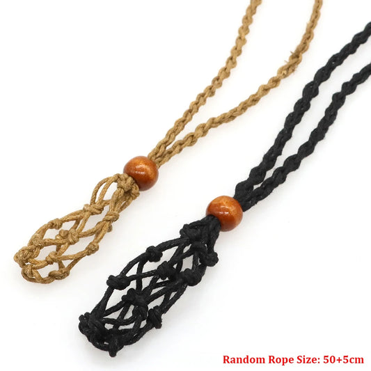 Adjustable Necklace Cord Empty Stone Holder Wax Rope Metal Chain DIY Natural