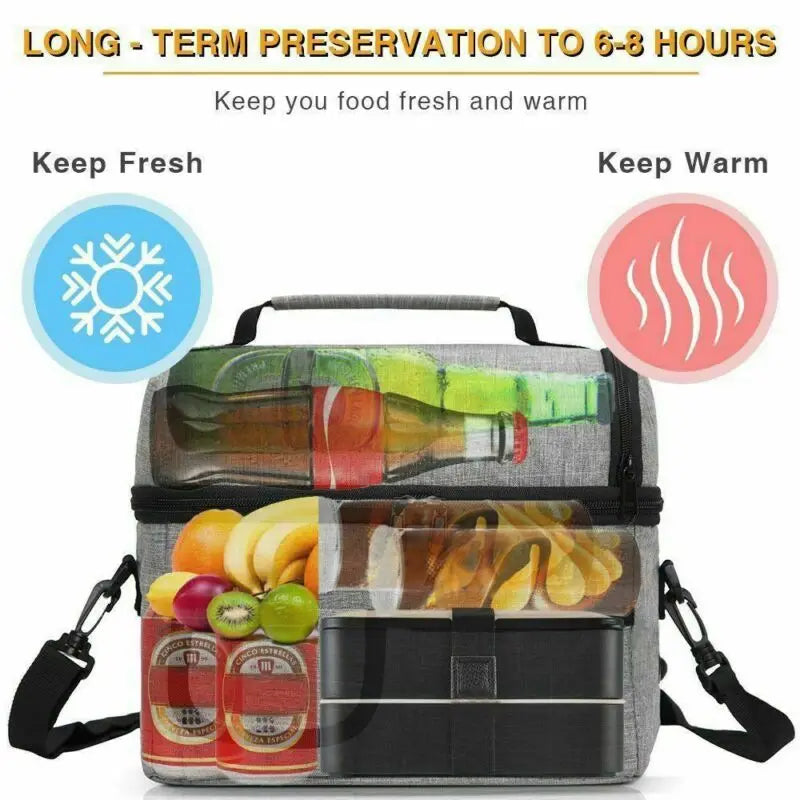 Adult Kids Portable Insulated Lunch Bag Food Storage Lunchbox 8L