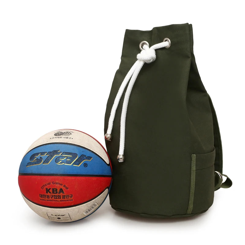 Canvas Drawstring Backpack Solid Cycling Shoulder Bag for Men Women