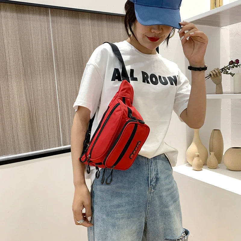Letter Patterns Waist Bag Adults Chest Pack Red/Green/Black