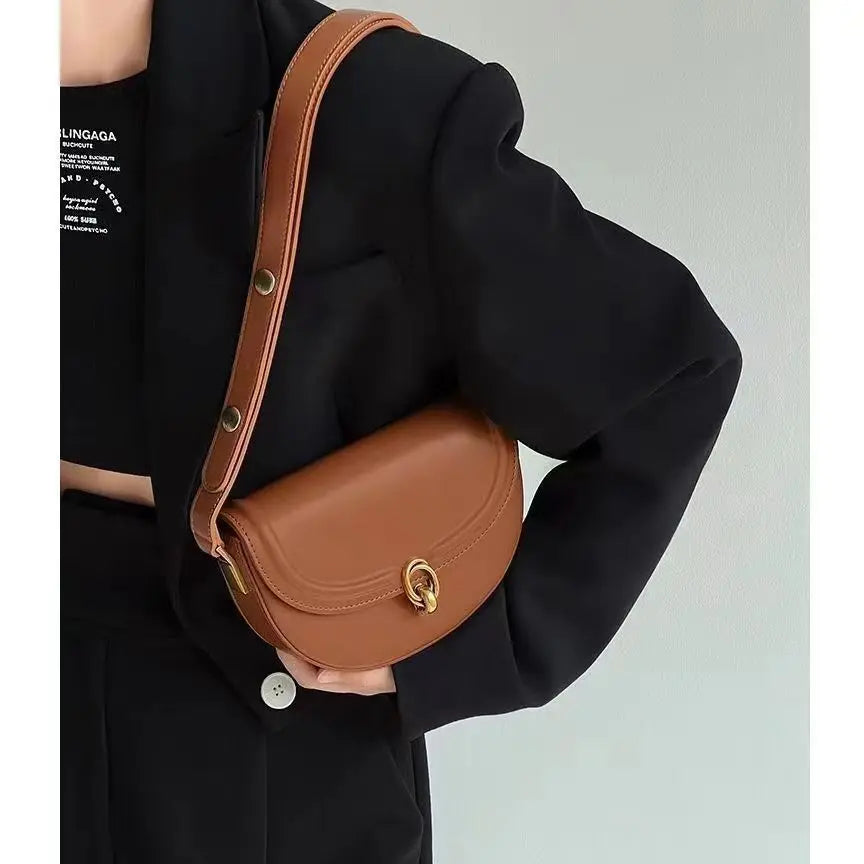 Versatile Women's Saddle Bag Small Handbag PU Messenger Bag