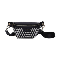Geometric Pattern Plaid Fanny Packs For Women Stylish Canvas Waist Bag
