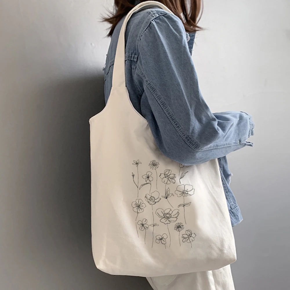 Large Canvas Eco Shopping Bag Kpop Shoulder Bag