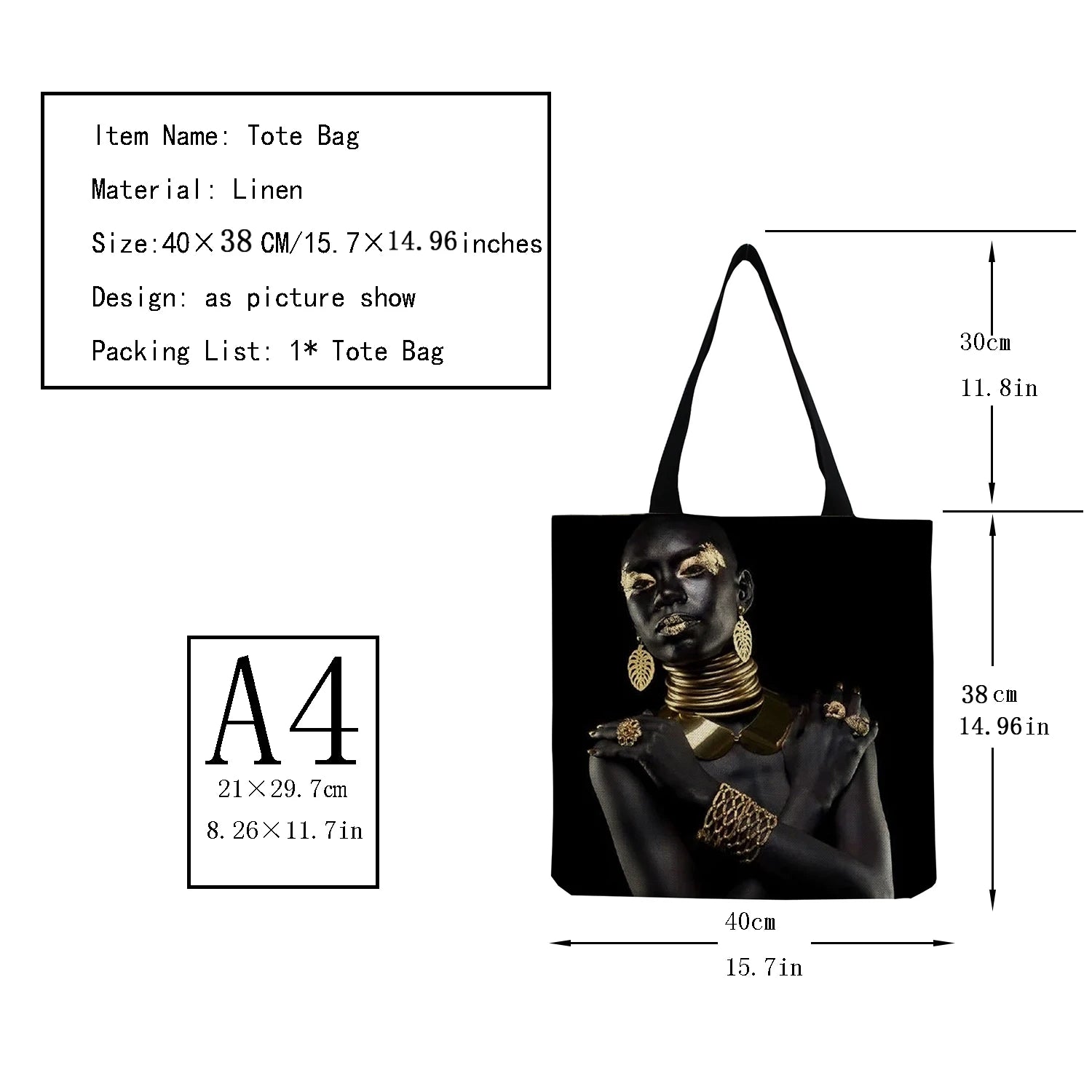 African Art Women Shoulder Bag Large Capacity Foldable Tote Bag