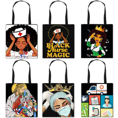 African Nurse Folding Shopping Bag Handbag Large Capacity File Bag