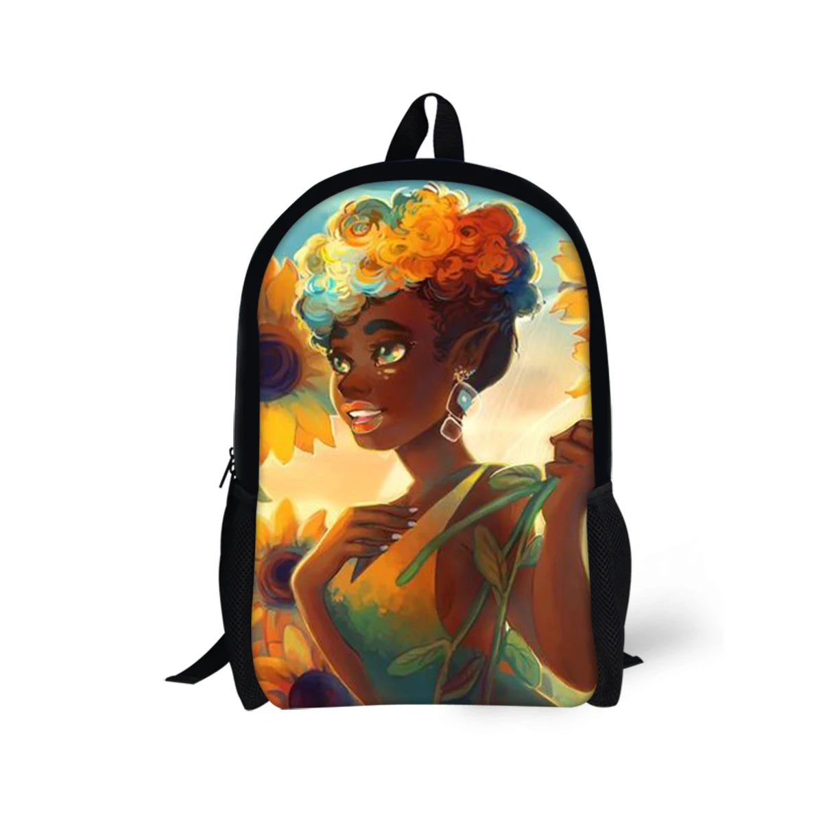 African Girl Printing Backpack for Kid Shoulders Bag