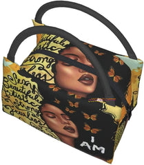 African Woman Thermal Lunch Bag Insulated Lunch Box Girls Office Picnic