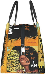 African Woman Thermal Lunch Bag Insulated Lunch Box Girls Office Picnic