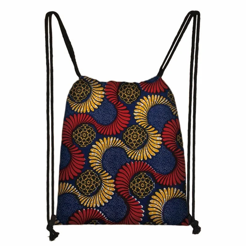 African Women Drawstring Bag Afro Girls Travel Bag