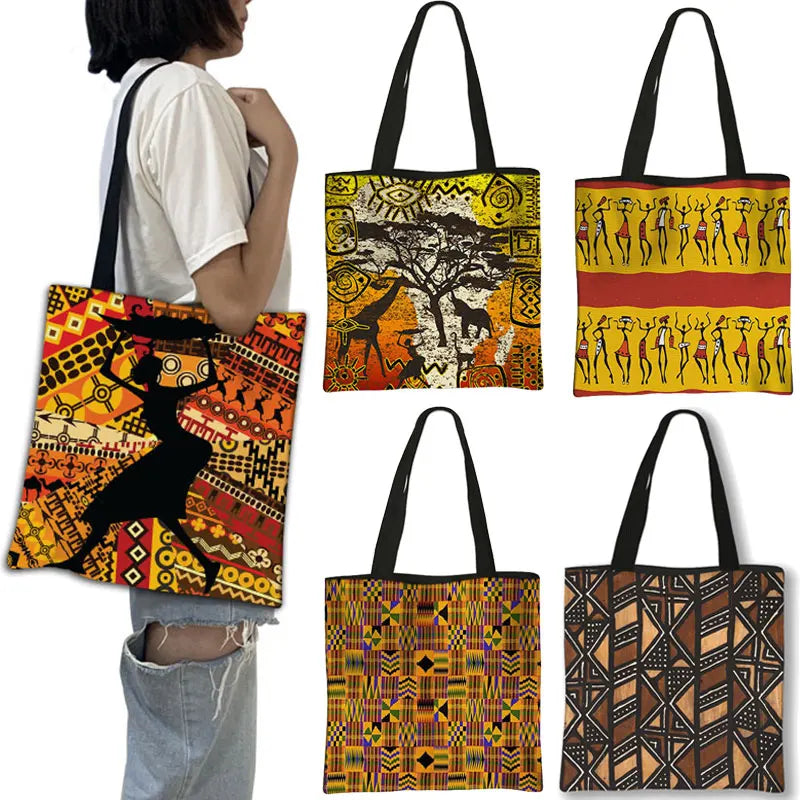 African Women Style Handbag Top-Handle Bags for Shopping Girls
